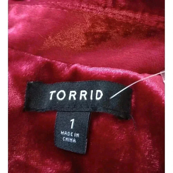 Torrid Velvet Blazer Longline Jacket Red Classic Holiday Party NWT Size 1X - Picture 3 of 6